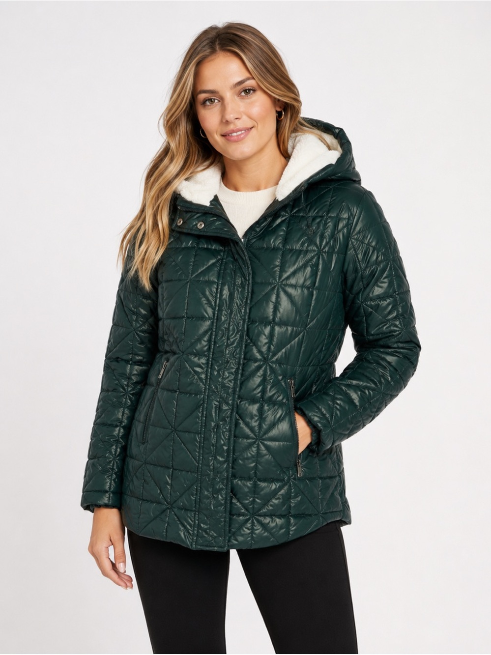 Steve Madden Dark Green Quilted Puffer Jacket Size XL NWOT